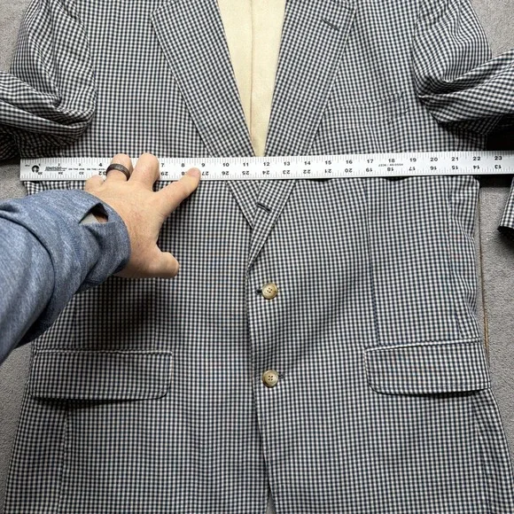 Orvis Sport Coat Blazer Blue Checked Wool Tailored Made USA Men's 44L